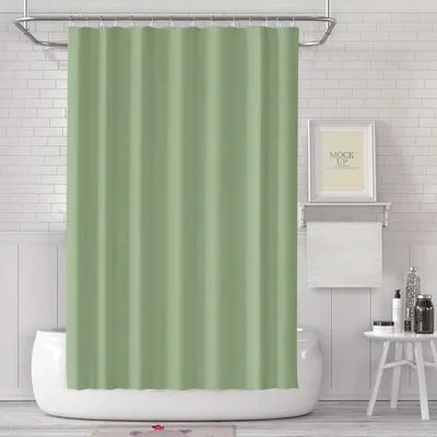 Produktbild von Duschvorhang 180 x 180 cm, schimmelresistent, wasserdicht und abwaschbar, aus PEVA, inklusive 12 Duschvorhangringen, grün