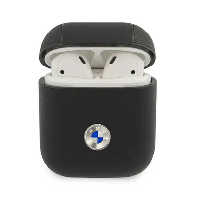 Immagine prodotto di Bmw Bma2Sslbk Airpods 1/2 Cover Czarny/Nero Geniune Pelle Logo Argento