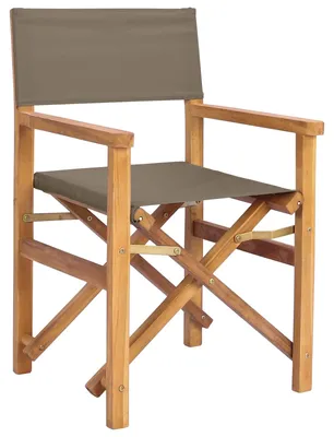 Produktbild von vidaXL Regiestuhl Braun und Taupe Massives Teakholz