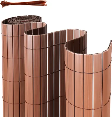 Produktbild von TolleTour PVC Sichtschutzmatte W-Struktur Verstärkung Innen, Balkon Sichtschutz mit Kabelbindern, Sichtschutzzaun Windschutz Wasserdicht ohne Bohren, Braun 1,6 x 3m