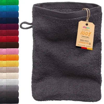 Produktbild von EllaTex PARIS Waschhandschuh 15x21 cm – 100% Baumwolle, 500 g/m² Frottier, weich & saugstark, in Farbe: Graphitgrau