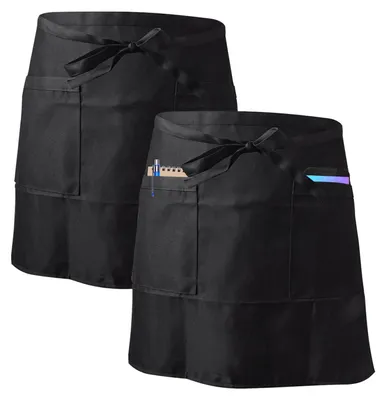 2er-Pack Halbschürzen, schwarz, 60x40 cm, 2 Taschen, wasserdicht