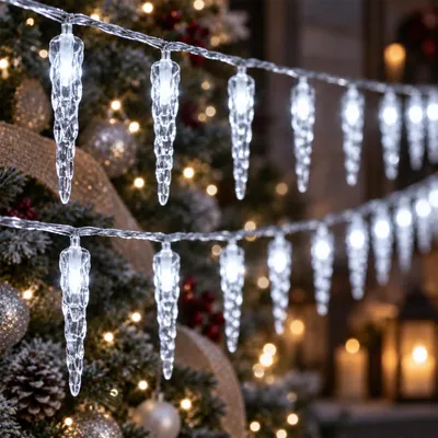 Produktbild von Peviasot Eiszapfen Lichterkette 10 m 80 LED, 8 Leuchtmodi, kaltweiß Weihnachtsbeleuchtung Deko für Fenster
