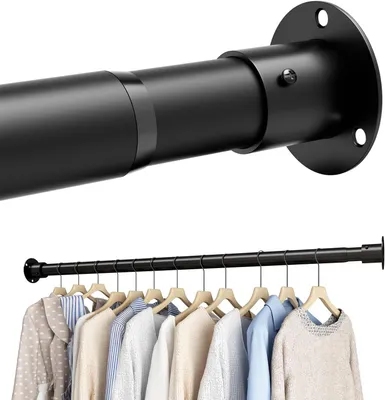 Produktbild von Kleiderstange Garderobenstange für Schrank, Garderobenstange Schwarz, Ausziehbare Kleiderstange, Kleiderstangen für Schrank, Garderobe, Waschküche, 68