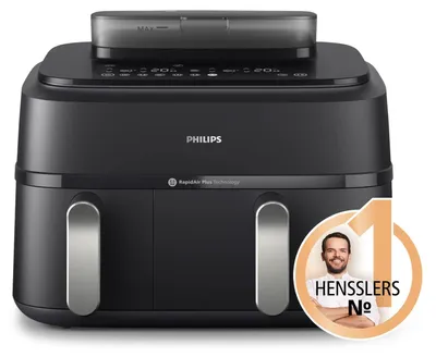 Produktbild von Philips Airfryer 5000 Series, Doppelkorb, 6+3 l, 12 Einstellungen, schwarz (NA551/00)