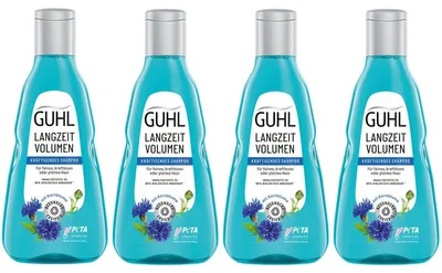 Produktbild von Guhl Langzeit Volumen Shampoo mit blauer Kornblume 250ml 4er Pack