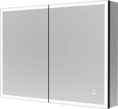 Produktbild von HOME DELUXE LED-Spiegelschrank EVE Schwarz 80 x 60 cm I Unterputz-Montage, Antibeschlagsystem, Kosmetikspiegelschrank, Badezimmerspiegelschrank, Touch-Bedienung, Stufenloses Dimmen, Glasböden, Aluminiumgehäuse, Aluminium Rahmenwerk, Integrierte Doppelsteckdose & USB-C, Edel, Modern, Elegant, Beleuchtung, Umgebungsbeleuchtung