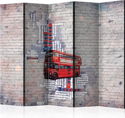 Produktbild von 5-teiliger Einseitiger Vlies Paravent - My London... II 225x172 cm Karten k-C-0102-z-c