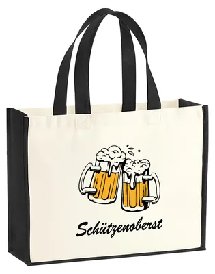 Produktbild von Huuraa Jutetasche Schützenoberst Schützenfest 21 Liter Black Jute und Baumwolle Einkaufstasche Geschenkidee