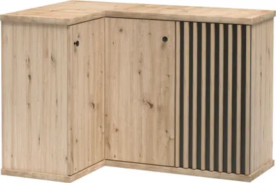 Produktbild von Bettso Eckkommode Kommode Breite Sideboard mit 3 Türen für Wohnzimmer Schlafzimmer 122 x 86 cm CALI C-12 Eiche Artisan