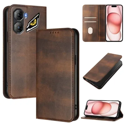 Produktbild von Handyhülle für ZTE nubia Neo 3, Vintage Leder RFID Schutz Kartenfach Standfunktion Magnetische Klapphülle Braun