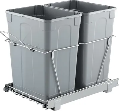 Immagine prodotto di Contenitore doppio estraibile per rifiuti sotto il mobile della cucina, cestino della spazzatura