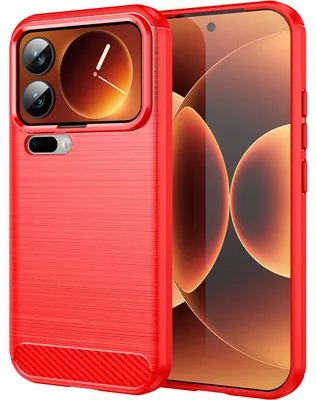 Produktbild von Hülle für Xiaomi 17 Pro, Carbon-Faser TPU Silikon Stoßfest Schutzhülle Rot