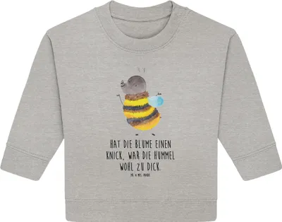 Produktbild von Mr. & Mrs. Panda Organic Baby Pullover Hummel flauschig 12. - 18. Monat - Heather Grey - Geschenk, Bullover, Biene, Blume, Lustige Sprüche, Natur