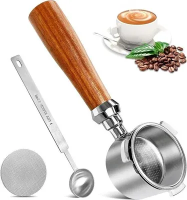 Immagine prodotto di Portafiltro in acciaio inossidabile da 51 mm con manico in legno