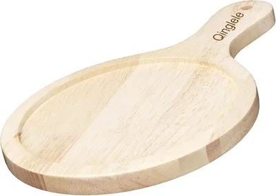 Imagen del producto de Tabla de pizza de madera con asa, de 17,8 cm, plato de corte redondo para la cocina