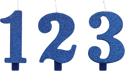 Produktbild von Geburtstagskerze Zahl mit Glitzer Kuchen-Deko blau 9,5cm -