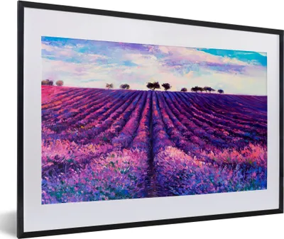 Produktbild von MuchoWow® Gerahmtes Poster Ölfarbe - Malerei - Blumen 60x40 cm - Poster mit Schwarzem Bilderrahmen Wandposter Rahmen Foto Bilder - Schlafzimmer - Plakat in Rahmen - Drucken