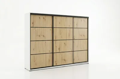 Zdjęcie produktu dla Szafa A22 biała/artisan, przesuwna - 278 x 62 x 245 cm