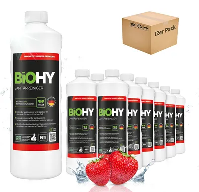 Produktbild von BiOHY Sanitärreiniger 12x1L Badreiniger Kalklöser Dusche Fliesen Konzentrat