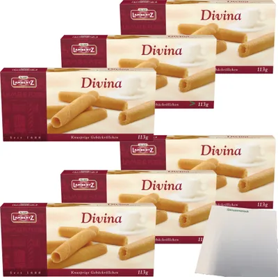 Image de Lambertz Divina biscuits roulés croustillants paquet de 6 (6x113g paquet) + bloc usy