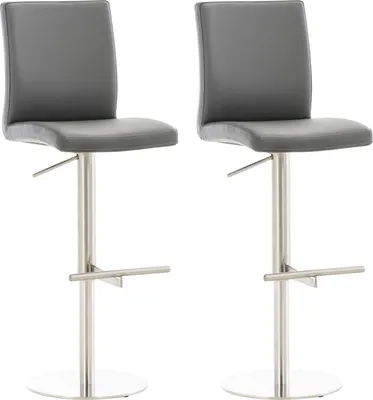 Produktbild von 2er Set Barhocker HLO-CP10 Kunstleder edelstahl grau