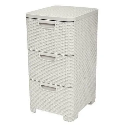 Zdjęcie produktu dla Curver Regał z 3 Szufladami Szafka Komoda Łazienkowy Rattan Kremowy 3x14L