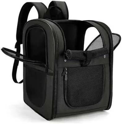 Produktbild von apollo walker HundeRucksack und KatzenRucksack für Kleine Haustiere(Belastbarkeit 2-15kg) - Gepolsterter Rückenstütze Hundetasche Atmungsaktiver Netz-Tierrucksack für Wandern, Reisen, Schwarz