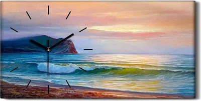 Produktbild von Dekor Leinwand Uhr Wandbilder Kunstdruck 60x30 Kunst Malerei Meereslandschaft - schwarze Hände