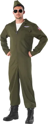 Produktbild von Kampfpilot Kostüm für Herren – Größe L – Fliegeranzug mit Mütze & Sonnenbrille