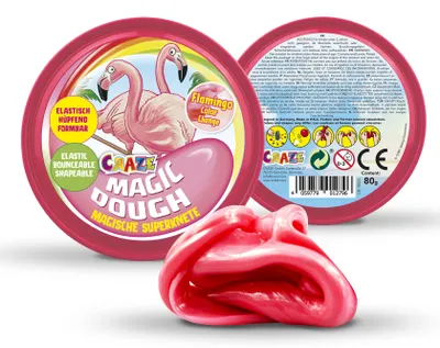 Immagine prodotto di CRAZE Magic Dough, circa 80 g in barattolo, Flamingo