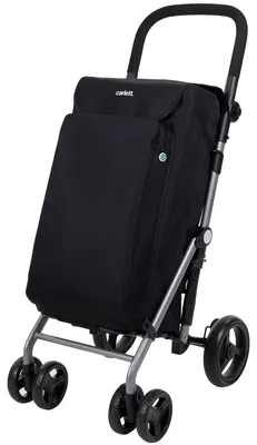 Produktbild von Einkaufstrolley klappbar mit Kühltasche 48 L – Einkaufswagen bis 25 kg belastbar | Faltbarer Shopping Trolley schwarz