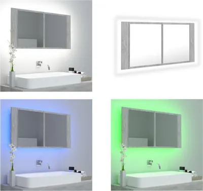 Produktbild von vidaXL LED Bad Spiegelschrank Betongrau 90x12x45 cm Acryl - LED Spiegelschrank - LED Spiegelschränke - LED-Bad-Spiegelschrank - LED-Bad-Spiegelschränke