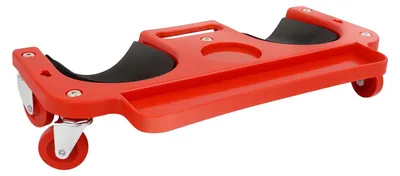 Produktbild von Rollende Knieauflage - Mechaniker Kniewagen - Schaumgepolstert - Werkzeugablage - 5 Universalrollen - Max 100 kg - 49×25 cm - Rot