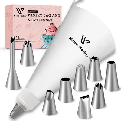 10-teiliges Spritzbeutel-Set mit 9 Edelstahl-Tüllen