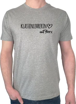 Produktbild von Huuraa Herren T-Shirt Klassenlehrerin mit Herz XL Sport Grey Bio Baumwolle Fairtrade Herrenshirt Geschenkidee