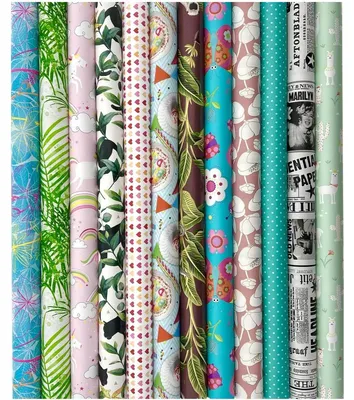 Productafbeelding van Assortiment 10 rollen cadeaupapier inpakpapier voor kinderen en volwassenen Party 200 x 46.5 cm