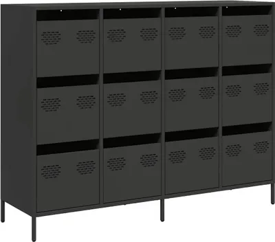 Image de Buffet noir 135x39x103,5 cm acier laminé à froid