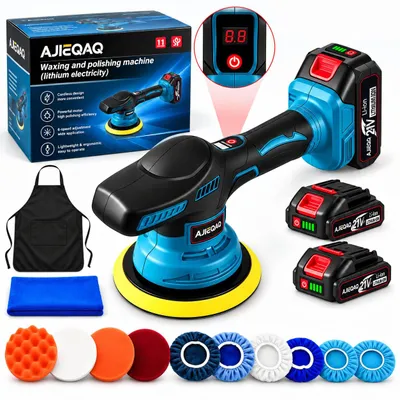 Produktbild von Akku-Poliermaschine 21V MAX, Exzenter-Poliermaschine 150 mm, 9 Stufen, 2500–7800 U/min, 2×2,0Ah Akkus, Soft Start