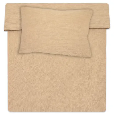 Produktbild von Kinderbettwäsche 90x120 Musselin – Bettwäsche Kinder Baby Jungen Mädchen Bettwäsche-sets Bettbezug 90 x 120 cm Kissenbezug 40x60 Beige
