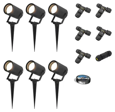 Image de HOFTRONIC - Lot de 6 spots à piquer LED GU10 4W 345lm 4000K IP65 Noir Dimmable