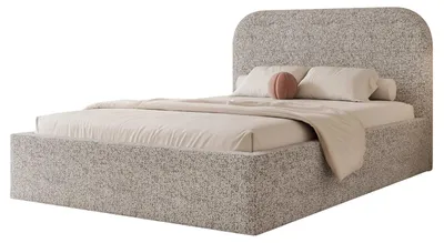 Produktbild von Polsterbett FUZZI 120x200 Kaltbeige Webstoff mit Bettkasten & Lattenrost