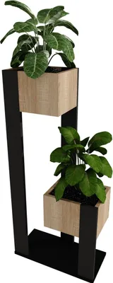 Produktbild von raumhirsch Blumenstaender Pflanzensaeule Blumenkasten Hochbeet Pflanzkuebel 2 Ebenen Regale Innen Deko Weiss Schwarz