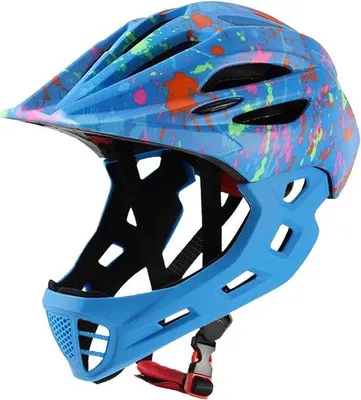 Produktbild von Kinderhelm, verstellbarer, atmungsaktiver Fahrradhelm, leichte Vollvisierhelme mit LED-Licht, für Fahrräder, Skateboards, Kopfumfang 52-56 cm