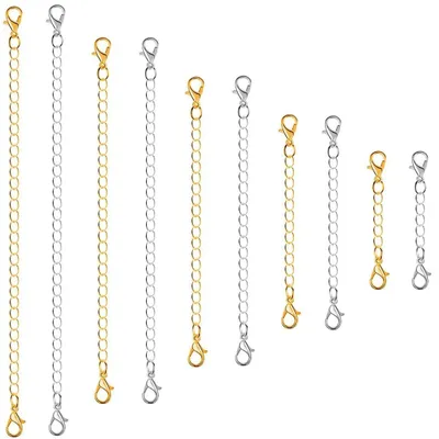 Kettenverlängerung 10er-Set Edelstahl, 15–5,5 cm, Silber/Gold