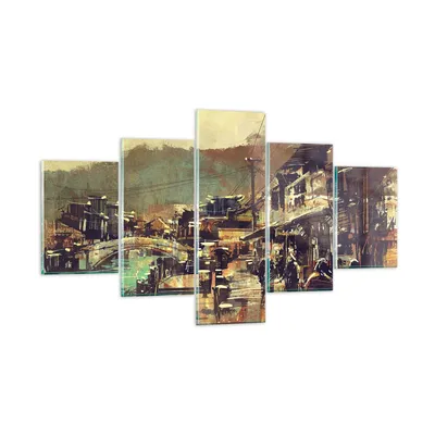 Produktbild von Bilder auf glas - Brücke Straße Fluss - 125x70cm - Glasbilder - Wandbilder - Kunstdruck - zum Aufhängen bereit - Wanddekoration aus Glas - Glas Bilder - Wandbild auf Glas - 5 Teile - GEA125x70-3515