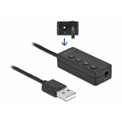 Produktbild von DeLOCK USB Headset und Mikrofon Adapter mit 2 x 3,5 mm Klinkenbuchse für Windows und Mac OS, 2 x 3.5mm, Weiblich, USB Typ-A, Männlich, 0,4 m, Schwarz