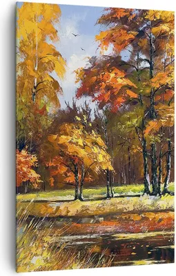 Produktbild von Bild auf Leinwand - Leinwandbild - Einteilig - Park Herbst Wasser - 80x120cm - Wand Bild - Wanddeko - Wandbilder - Leinwanddruck - Wanddekoration - Leinwand bilder - Wandbild - PA80x120-3536