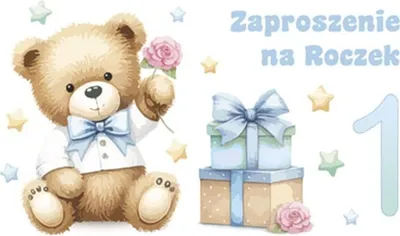 Obrázok produktu pre Pozvánky na 1. narodeniny TEDDYBÄR 10ks.