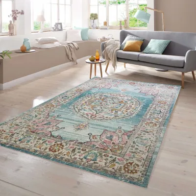 Produktbild von Teppich Orient Outdoor Vintage in blau creme Größe - 200 x 290 cm
